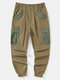 Mens Contrast Multi Pocket Loose Cuffed Cargo Pants - Brown