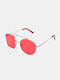 Unisex Metal Asymmetrical Full Frame Double-bridge UV Protection Fashion Decorative Sunglasses - Red