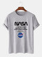 Plus Size Mens NASA Graphic Print 100% Cotton Fashion Short Sleeve T-Shirts - Gray
