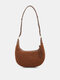 Women Dacron Fashion Plush Solid Color Crossbody Bag Shoulder Bag - Coffee