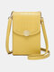 Women Faux Leather Fashion Multifunction Solid Color Crossbody Bag Mini Phone Bag - Yellow