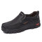 Men Non Slip Wear Resistant Slip On Outdoor Casual Leather Shoes - Black