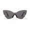Women Retro Cat Eye Anti-UV Metal Temple Sunglasses No-frame Butterfly Sunglasses - Light Grey