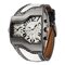 Sport Quartz Wristwatch Two Movements Big Clock Leather Strap Fashion Watch for Men - White
