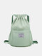Women Nylon Brief Waterproof Soft Solid Color Backpack - Green