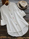 Colorful Button Long Sleeve Plus Size Shirt for Women - Off White