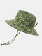 Men Polyester Cotton Camouflage Pattern Outdoor Sunshade Breathable Bucket Hat - Army Green