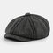 Men Retro Twill British Style Autumn Winter Keep Warm Octagonal Hat Newsboy Hat Flat Caps - Dark Grey