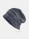 Unisex Cotton Geometric Striped Horizontal Broken Hole Double-layer Breathable Fashion Brimless Beanie Hat - Gray