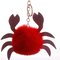 Women Faux Fur Crab Shape Bag Accessories Key Holder - Red