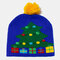 Christmas Snowman Elk Christmas Tree Cuffed Ball Knit Hat - #11