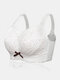 Wireless Lace Bowknot Trims Full Cup Gather Breathable Thin Bra - White