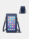 Women Faux Leather Fashion Multifunction Solid Color Crossbody Bag Phone Bag - Blue