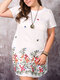 Ethnic Floral Embroidery Plus Size Linen Beaches Dress with Pocket - White