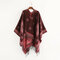 Women Vintage Ethnic Style Tassel Woolen Blending Scarf Shawl Casual Warm Breathable Scarf - Red