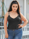 Solid Color Straps Backless Plus Size Tank Top - Black