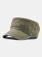 Men Military Cap Flat Cap Casual Outdoors Peaked Forward Cap Adjustable Hat - Army Green