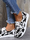 Large Size Women Cow Color Leopard Colorblock Casual Sneakers - Cow Color