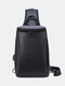 Business Oxford Versatile Large Capacity USB Charging Anti-Theft Waterproof Night Reflective Strip Design Chest Bag - Black