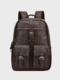 Men Vintage PU Leather 14 Inch Laptop Bag Multi-pocket Backpack - Brown