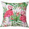 Funda de almohada de lino Flamingo Patrón Hojas tropicales verdes acuarela Monstera Hoja Palm Aloha - #15