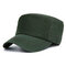 Men Adjustable Vogue Cotton Solid Color Flat Cap Sunshade Casual Outdoors Peaked Forward Hat - Green