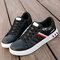 Men Daily PU Lace Up Flats Casual Skate Shoes - Black