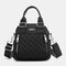 Women Nylon Diamond Crossbody Bag Backpack - Black