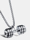 Trendy Dumbbell-shaped Pendant Titanium Steel Necklace For Men - Silver
