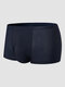 Men Ice Silk Seemless Solid Ribbed Breathable Soft Boxers Brief - Navy