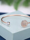 Thanksgiving Trendy Geometric-shaped Hollow Hope Tree Inlaid Zircon 14K Gold Plated Copper Opening Bracelet - Rose Gold