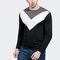 Mens Bussiness Retro Stylish Patchwork Knitwear Casual Long Sleeve Sweater - Black