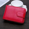 Men And Women RFID Genuine Leather Wallet 10 Card Slot Multifunction Purse - Red & Rose