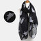 Hot Sale Womens Spring Cats Pattern Design Bali Yarn Scarves - Black