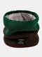 Men Cotton Knitted Plus Velvet Thickened Mixed Color Gradient Letter Label Neck Protection Warmth Collars Scarf - Green