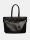 Women Faux Leather Fashion Multifunction Shoe Compartment Large Capacity Tote Handbag Shoulder Bag - Black