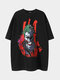 Men 100% Cotton Multicolor Clown Print Super Soft T-Shirt - Black