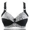 Thin Leopard Adjustment Bra Gathered Without Steel Ring Chest Small Full Cup Underwear - Black Leopard