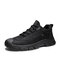 Men Lace-Up Protect Toe Pure Color Non Slip Casual Outdoor Shoes - Black