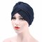 Bonnet de chimiothérapie turban pour femme Bonnet torsadé floral de campagne flexible - Marine