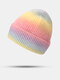 Unisex Mohair Knitted Ombre Flanging Fashion Cold Protection Beanie Hat - Pink