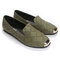 Embossing Round Toe Metal Detailed Flats - Green