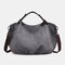Women Canvas Solid Large Capacity Handbag Crossbody Bag - Grey