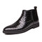 Men Stylish Pattern Ponited Toe Side Zipper Chelsea Boots - Black