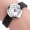 Fashion Quartz Wristwatch Multicolor Leather Rhinestone Strap Causal Bracelet Watch for Women - Black