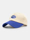 Unisex Cotton Color Contrast Patchwork Letter Label Embroidery All-match Sunshade Baseball Cap - Blue