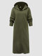 Plus Size Casual Hooded Pocket Maxi Dress - Green