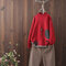 Knit Sweater Female Loose Half-high Collar Pullover Long-sleeved Sweater Shirt - Red