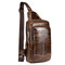 Retro Genuine Leather Sling Bag Business Chest Bag Crossbody Bag For Men - Brown