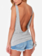 Solid Backless Design Round Neck Sleeveless Casual Tank Top - Gray